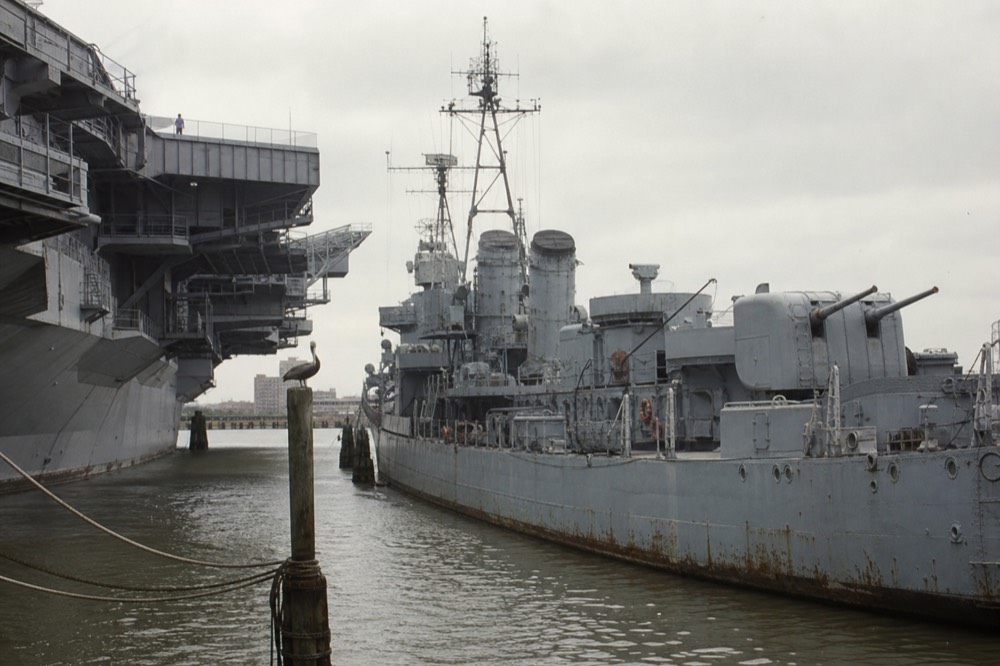 Destroyer USS Laffey moored beside the USS Yorktown at Patriots Point, no text, no logos, no people
