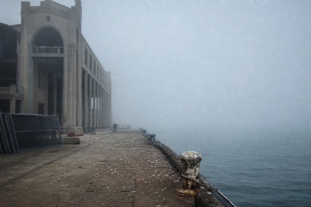 Union Pier terminal building with no cruise ship docked, no text, no logos, no people