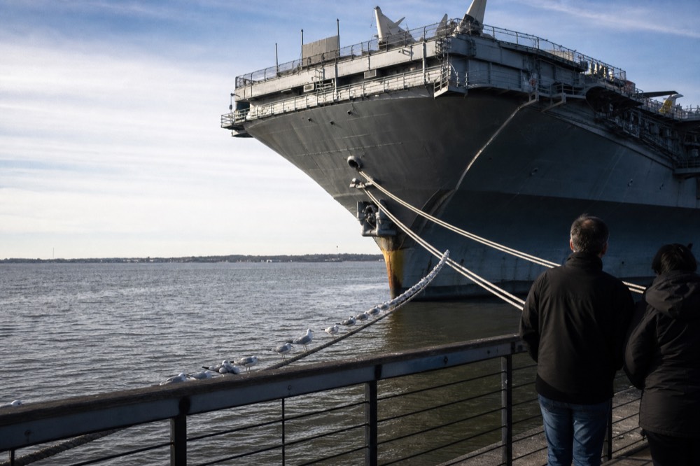 The aircraft carrier USS Yorktown moored at Patriots Point, no text, no logos, no people